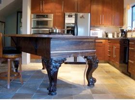 Dishfunctional Designs: The Salvaged & Repurposed Piano Piano Kitchen, Wooden Kitchen Island, Repurposed Piano, Piano Crafts, Piano Table, Kitchen Center Island, Table Design Ideas, Antique Piano, Wooden Kitchen Cabinets