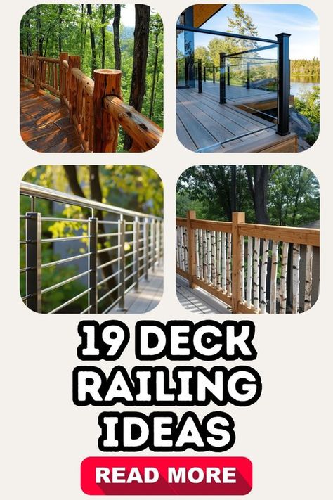 your outdoor living with these 19 deck railing ideas! rustic wooden styles, sleek metal designs, and DIY projects for every budget. 

This ultimate guide covers everything from farmhouse wood and privacy-focused options to modern cable and horizontal railings. 

Learn about materials, maintenance, and installation tips. 

Make your deck a stylish and inviting space! 🌿#DeckRailingDesign #DeckRailIdeas #WoodenDeckRailings #BudgetDeckRailing #ModernDeckRails #DIYDeckRailing Deck Rails Ideas, Porch Railing Diy, Railing Styles, Horizontal Deck Railing, Cottage Addition, Deck Railing Diy, Wire Deck Railing, Glass Railing Deck, Deck Rails