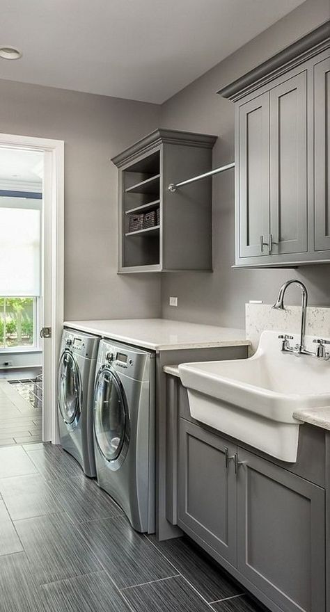 Washer, Dryer Side by Side and Utility Sink Laundry Room Redesign, Laundry Bathroom Combo, Washer Dryer Laundry Room, Landry Room, Laundy Room, Pantry Laundry Room, Laundry Room Sink, Dream Laundry Room, Laundry Room Closet