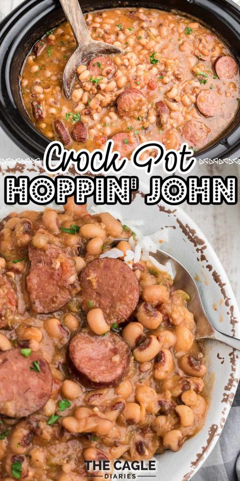 Crockpot Hoppin John, Hoppin Johns, Pot Luck Ideas, Hoppin John Soup, Black Eyed Peas Recipe Crock Pot, Blackeyed Pea Recipes, Blackeye Peas, Hoppin John Recipe, Bean Dishes