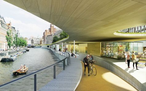 VenhoevenCS architecture + urbanism Riverside Architecture, River Architecture, Highway Architecture, New Urbanism, Urban Design Concept, Parking Solutions, Amsterdam Canals, Urban Development, Bike Parking