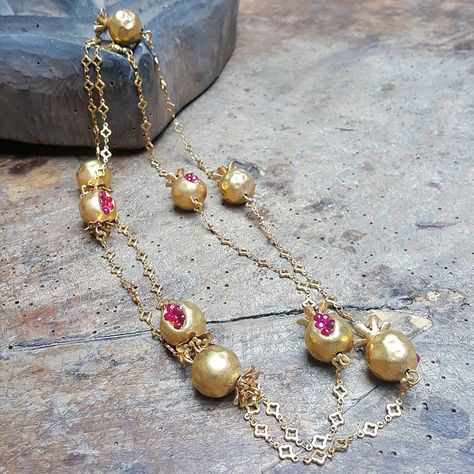 Red Stone Necklace, Pomegranate Necklace, Pomegranate Jewelry, Pink Heart Necklace, Art Jewelry Design, Gold Jewelry Simple Necklace, Fruit Jewelry, Tourmaline Pendant, Fine Art Jewelry