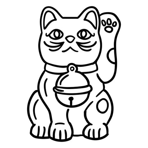 Maneki Neko Tattoo Design, Maneki Neko Tattoo, Lucky Cat Tattoo, Neko Cat, Japanese Cat, Ragdoll Kitten, Bad Cats, Cat Tail, White Kittens