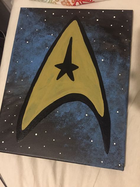 Star Trek fan art Starwars Paintings Easy, Star Trek Crafts Diy, Star Trek Painting Easy, Star Wars Acrylic Painting Easy, Star Wars Mini Canvas Paintings, Star Trek Painting, Star Trek Christmas, Start Trek, Fandom Star Trek