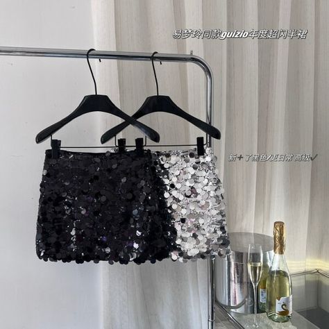 US $20.99 39％ Off | 2023 Spring Summer Women's New Sequin Half Skirt y2k clothes shiny low waist skirt hand sewn sequin half skirt 24H delivery Sparkly Skirt Outfit, Revlon Black Cherry, Chic Goth, Sequence Skirt, Low Waist Skirt, Shiny Skirts, Sparkly Skirt, Glitters Skirt, Black Y2k