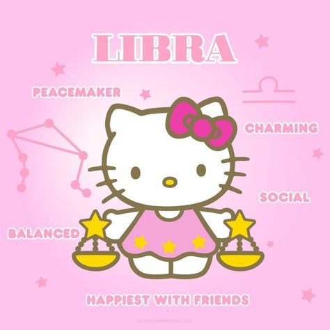 Hello Kitty on Instagram: "It’s #Libra season! ♎️ Tag your charming Libra BFF 💖" Libra Art, Libra Birthday, Kawaii Background, Libra Season, Floral Wallpaper Iphone, Hello Kitty Characters, Hello Kitty Art, Sanrio Wallpaper, Zodiac Sign Libra