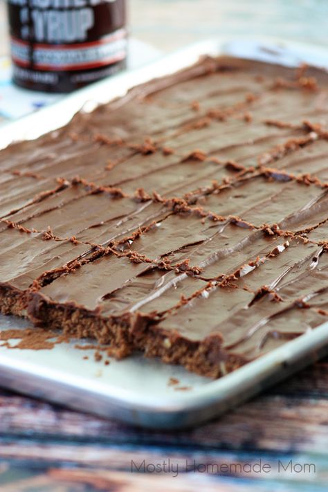 Sheet Pan Chocolate Syrup Brownies Chocolate Syrup Brownies, Moist Brownies, Homemade Chocolate Frosting, Cream Cheese Crescent Rolls, Jelly Roll Pan, Brownie Ingredients, Strawberry Cream Cheese, Brownie Cake, Chocolate Syrup