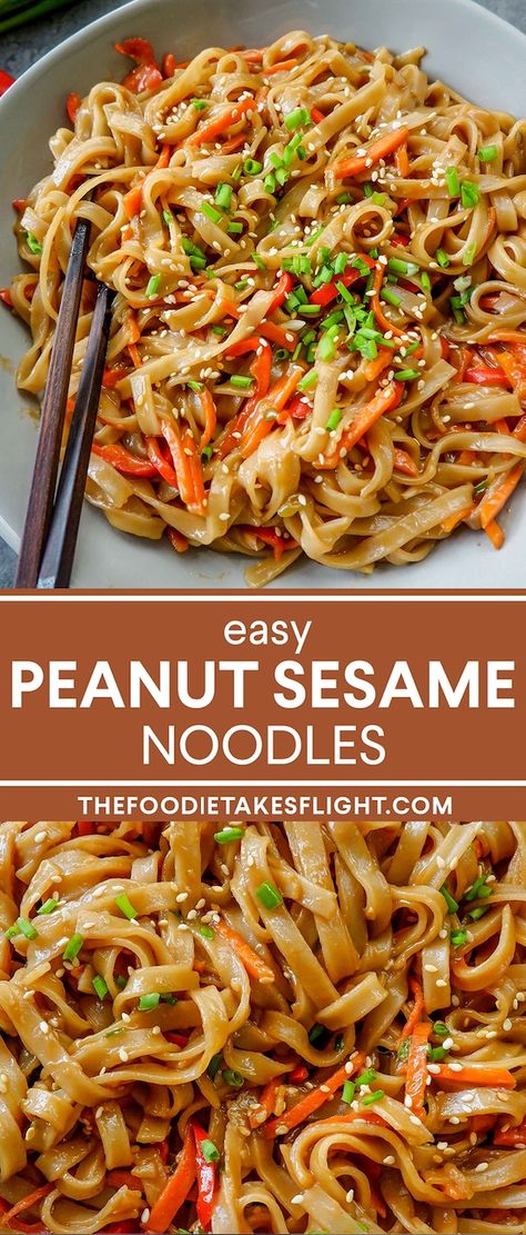 Thai Recipes Noodles, Sesame Noodle, Sesame Noodles Recipe, Vegetarian Noodles, Fried Noodles Recipe, Rice Noodle Recipes, Rice Noodles Stir Fry, Fried Rice Noodles, Sesame Noodles