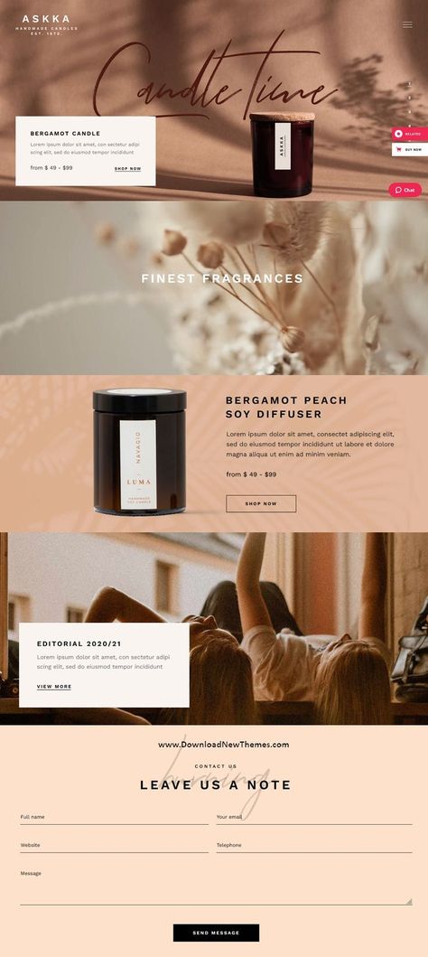 Candle Website, Responsive Website Template, Homepage Layout, Website Banner, Designer Candles, Candle Shop, Ecommerce Website, Handmade Candles, Website Template