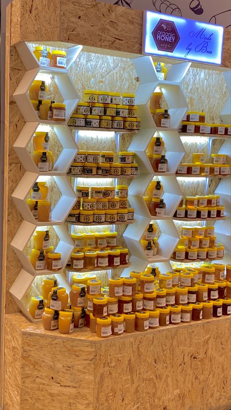 #honey #foodstagram #bee Honey Selling Stand, Honey Store Design, Selling Stand, Honey Store, Store Ideas, Booth Design, Store Design, Honey, Bee