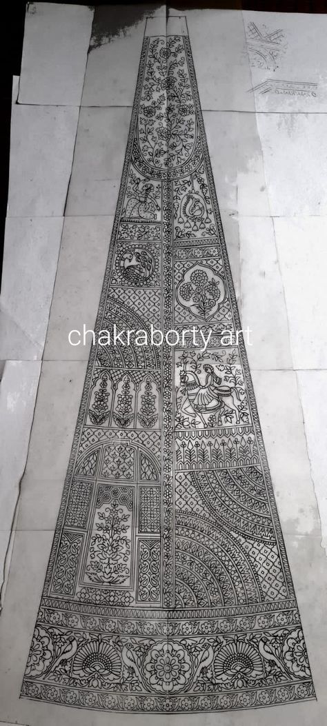 Chakraborty art ph=9674133140 Lehnga Khaka Design, Kali Sketch Lehenga, Kali Khaka Design, Lehenga Kali Design Sketch, Kali Design Sketch, Khaka Designs Embroidery, Khaka Designs, Kali Design, Pattern Sketch