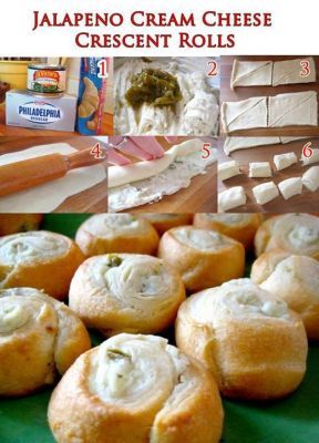 Jalapeño Cream Cheese Crescent Rolls - Recipe Detail - BakeSpace.com Jalapeno Cream Cheese, Cream Cheese Crescent Rolls, Cheese Crescent Rolls, Cheese Rolls, Yum Recipes, Crescent Roll Recipes, Finger Food Appetizers, Crescent Rolls, Bread Rolls