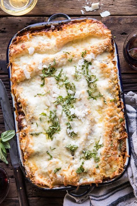 Pesto Bolognese Lasagna. Bolognese Lasagna, Ricotta Filling, Half Baked Harvest Recipes, Harvest Recipes, Half Baked, Half Baked Harvest, Spinach Artichoke, Italian Dishes, Couscous