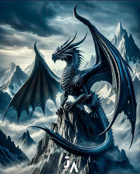 Beautiful Dragon Art, White And Blue Dragon, Dark Blue Dragon, Hydra Dragon, Realistic Tattoo Ideas, Cool Dragon Pictures, Sapphire Dragon, Spirit Dragon, Dragon Medieval