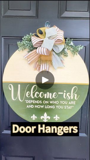 4.5K views · 514 reactions | Green has been the color of the Week for these door signs.  So Can I call you Green? 

Once you hang my custom signs on your door you can call it Home but some people are welcome and some are Welcome-ish! 😆 
 
I don’t take orders through DM. Place your orders on my website linked in my bio www.katrinasgracefulcreations.com Thank you 

#doorhangers #woodsigns #customsigns #welcomehome #wreaths #woodcrafts 
#diysigns #diychick #signmaker #welcomesigns #welcomeish #contentcreator #explorerpage #reels | Katrina Bacon Color Of The Week, Sign Maker, I Call You, Diy Signs, Door Signs, Custom Sign, Some People, Door Hangers, Content Creator