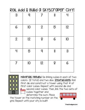 Roll And Build Math Game Free Printable, Numeracy Preschool, Roll And Build, Early Numeracy, How To Play Dominoes, Preschool Mom, Science Literacy, Free Preschool Printables, Preschool Resources