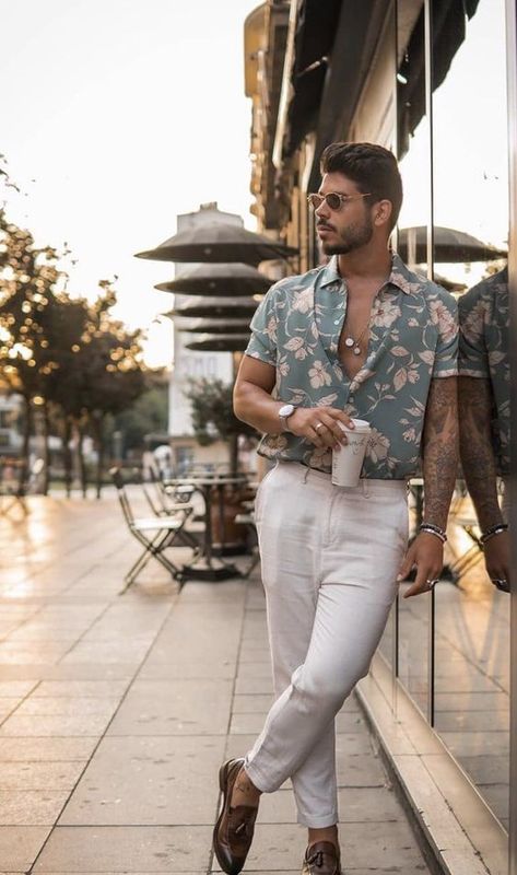 57 Beach Wedding Guest Outfits For Men - Styleoholic Wedding Guest Outfits For Men, Wedding Guest Men, Vacation Outfits Men, Beach Wedding Guest, Blue Linen Shirt, Wedding Guest Outfits, Traditional Suit, Beach Wedding Guests, Stylish Men Casual