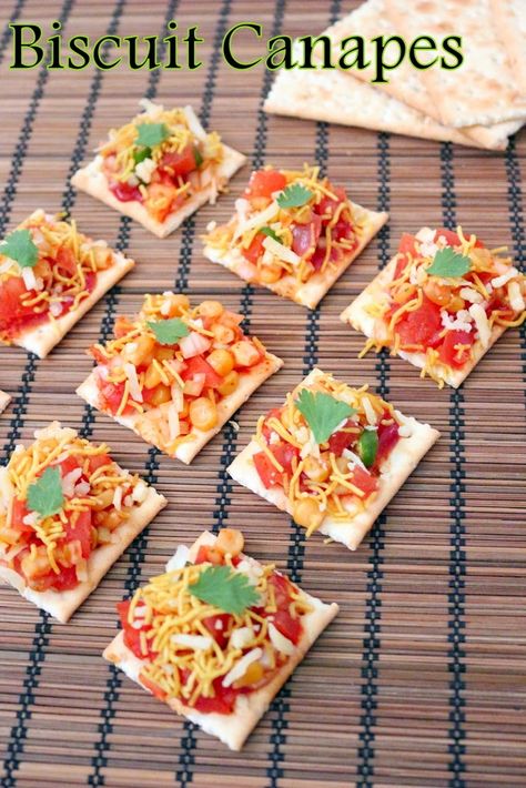 May 29, 2016 is National Biscuit Day. Help your audience celebrate by sharing your opinion of this Biscuit Canapes recipe with them.  Join the Nutrition Entrepreneurs Mastermind for free, for more resources to help you Get Nutrition Clients. http://www.GetNutritionClients.com/nem Fusion Snacks, Vegetarian Finger Food, Fireless Cooking, Healthy Starters, Vegetarian Sweets, Canapes Recipes, Appetizers For Kids, Veg Snacks, Kids Cooking Recipes