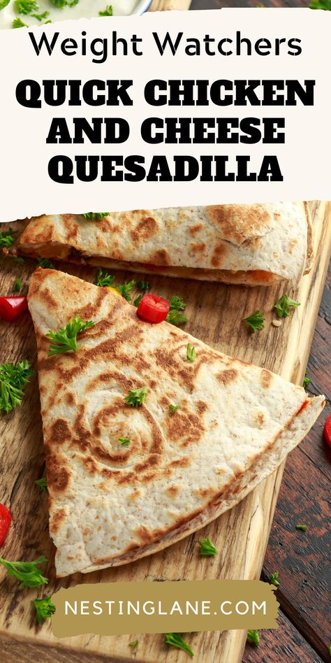 Enjoy a simple and healthy Weight Watchers Chicken and Cheese Quesadilla with Salad recipe, perfect for a quick and satisfying meal. Ww Chicken Quesadilla Recipe, Weight Watchers Sandwiches, Chicken And Cheese Quesadilla, Chicken Quesadillas Healthy, Ww Sandwiches, Weight Watcher Wraps, Breakfast Quesadilla Recipes, Salad Making, Weight Watchers Lunches