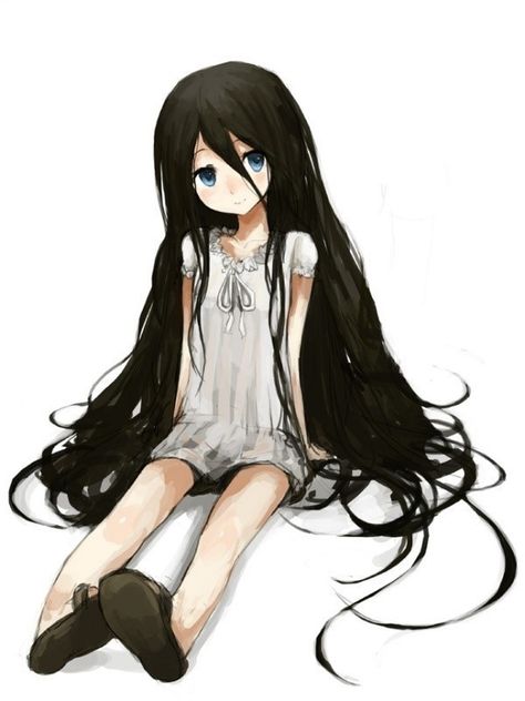 Black Wavy Hair, Pelo Anime, Black Hair Blue Eyes, Anime Black Hair, Long Hair Pictures, Really Long Hair, Girls With Black Hair, Anime Inspired Outfits, Anime Child