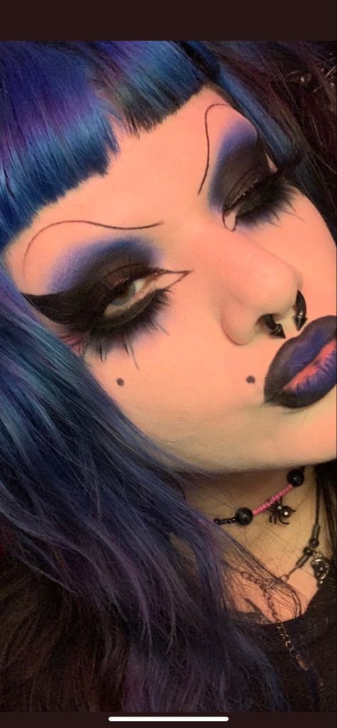 goth makeup Blue Trad Goth Makeup, Romantic Goth Eye Makeup, Crazy Goth Makeup, Glitter Goth Makeup, Goth Festival Makeup, Rainbow Goth Makeup, Daily Goth Makeup, Summer Goth Makeup, Goth Pride Makeup