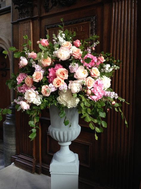 classical urn arrangement by Euphoric Flowers. Temple Church London Baroque Flowers, Alter Flowers, Tall Flower Arrangements, Flower Magazine, Urn Arrangements, Church Wedding Flowers, Arranging Flowers, Flower Urn, Places Of Worship