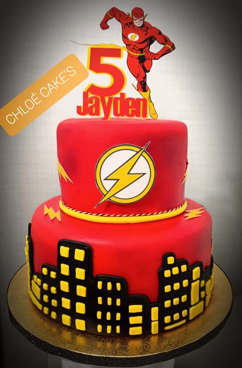 The Flash Cake, Flash Cake, Avengers Cake, Single Tier Cake, Batman Birthday Party, 4th Birthday Cakes, Batman Birthday, Superhero Birthday Party, Birthday Planning