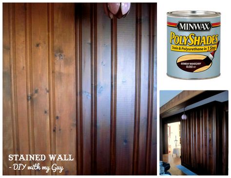 How to stain old wood paneling without sanding....could come in handy one day... Old Wood Paneling, How To Restain Wood, Wood Paneling Makeover, Knotty Pine Walls, Paneling Makeover, Pine Walls, Painted Paneling, Wood Panel Walls, Updating House