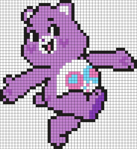 Share Bear Perler Bead Pattern | Bead Sprites | Characters Fuse Bead Patterns Perler Bead Patterns Care Bears, Carebear Perler Bead Patterns, Care Bear Pixel Art, Care Bear Cross Stitch, Kawaii Perler Bead Patterns, Clothing Sewing Patterns Free, Character Blankets, Kandi Cuffs, Easy Perler Bead Patterns