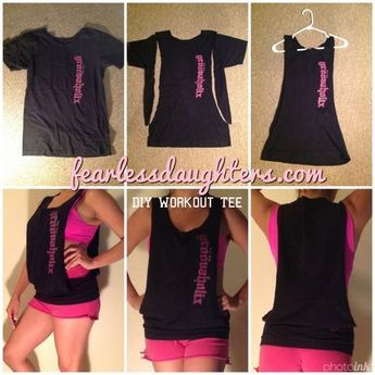 Diy Workout Shirt, Zumba Shirts, Cut Shirt Designs, Diy Cut Shirts, Cut Up Shirts, Diy Gym, Diy Workout, Gym Shirt, Shirt Refashion