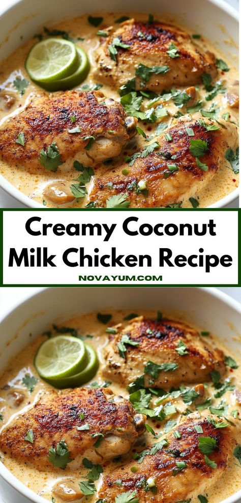 Craving a simple yet delicious meal? This Creamy Coconut Milk Chicken is perfect for busy weeknights. With minimal prep time, it transforms into a comforting dish that the whole family will love. Creamy Chicken Dish, Quick Chicken Breast Recipes, Milk Chicken, Coconut Milk Chicken, Comforting Dinner, Chicken Crockpot Recipes Easy, Coconut Sauce, Chicken Breast Seasoning, Savory Chicken