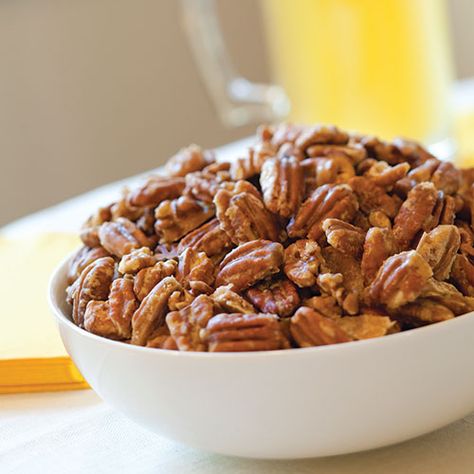 Orange-Glazed Pecans Holiday Appitizers, Baked Pecans, Nut Desserts, Holiday Entertaining Food, Glazed Pecans, Thanksgiving 2023, Holiday Appetizers Recipes, Ky Derby, Fall Snacks