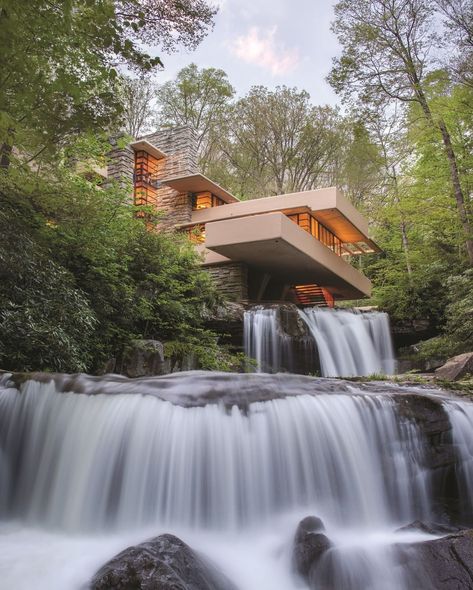 Fallingwater on Instagram: “After visiting the spot along Bear Run where the Kaufmanns wished to build, Frank Lloyd Wright wrote to Edgar Kaufmann, a “domicile has…” Falling Water Frank Lloyd Wright, Falling Water House, Waterfall House, Frank Lloyd Wright Architecture, Frank Lloyd Wright Homes, Weekend House, American Architecture, Famous Architects, Organic Architecture