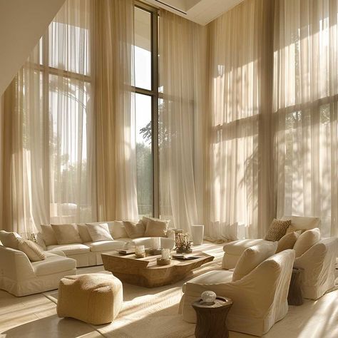 Find Your Perfect Living Room Curtain Style Today • 333+ Art Images Couch In Front Of Curtains, Giant Windows Living Room, Aesthetic Room Curtains, High Curtains Living Room, Floor To Ceiling Windows Living Room, Curtains For Big Windows, Huge Curtains, High Ceiling Curtains, Big Window Curtains