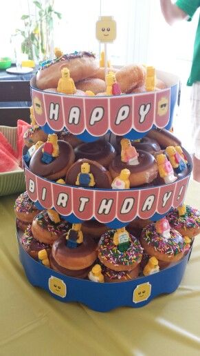 Lego Donuts Party Ideas, Krispy Kreme Donut Tower, Doughnut Cake Birthday Tower, Pull Apart Lego Cupcake Cake, Donut Tower, Krispy Kreme Donuts, Lego Birthday Party Amazon.com, Birthday Plans, Krispy Kreme