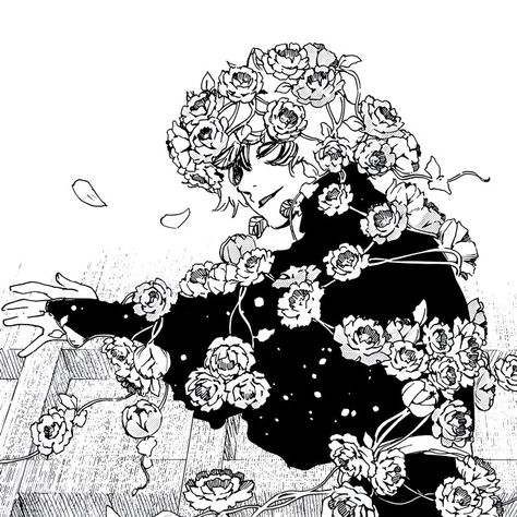 Skeleton Art Drawing, Hell Paradise, Hells Paradise, Paradise Tattoo, Paradise Flowers, Hell's Paradise, Fan Drawing, Tokyo Ghoul Manga, Flower Icons