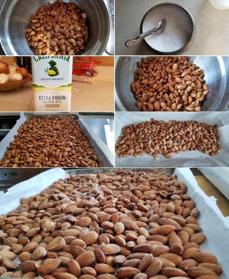 Roasted Salted Almonds Roasted Salted Almonds, Roasted Almonds Oven, Salted Almonds Recipe, Homemade Horchata, Salted Almonds, Almonds Recipe, Soaked Almonds, Salted Nuts, Healthy Nuts