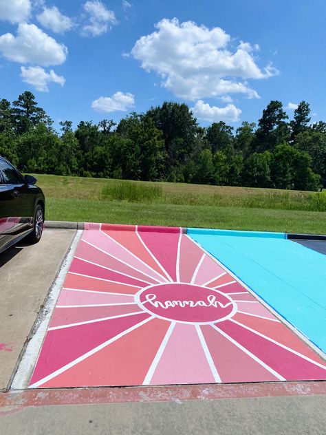 Pink Senior Parking Spot Ideas, Parking Spit Painting, Simple Painted Parking Spots, Senior Parking Space Painting Ideas Easy, Cute Painted Parking Spots, Cute Senior Parking Spot Ideas Easy, Senior Parking Spaces Simple, Senior Parking Space Ideas Pink, Cute Senior Parking Spots