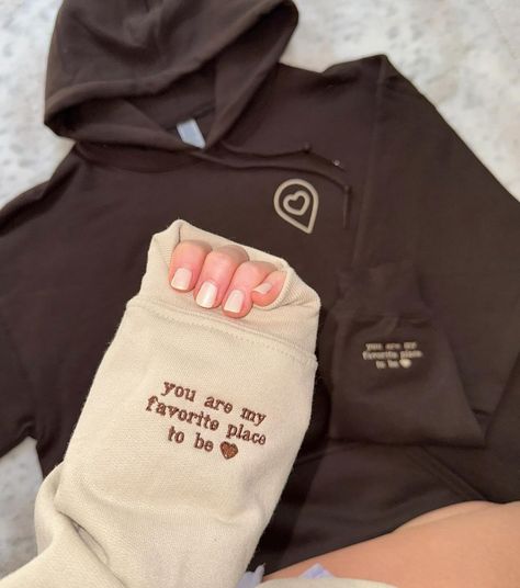 If they sent this to you, they wanna get matching hoodies🤭💕 Which one would you wear with ur partner/ bestie??❣️ some recent orders🌷 This gift is something they will wear forever & when they wear it they’ll be reminded of how much love & appreciation you have for them🫶🏼 SHOP NOW~Link in bio<3 ~~ #anniversary #anniversarygift #gift #embroiderymachine #embroidery #custominitials #asmr #embroideryasmr #SmallBusiness #bfgiftideas #gfgiftideas #boyfriendgiftideas #girlfriendgiftideas #match... Matching Couple Hoodies Ideas, Partner Gifts, Hoodies Design Ideas, 3 Anniversary, Embroidery Couple, Hoodies Ideas, Bff Hoodies, Customized Hoodies, Matching Hoodies For Couples