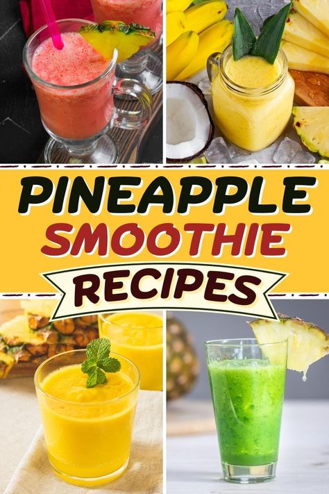 Take your taste buds to the tropics with these easy pineapple smoothie recipes. They're bright, fruity, and just what you need to kickstart your day. Pineapple Smoothie Healthy, Pineapple Juice Recipes, Pineapple Smoothie Recipes, Smoothie Recipes Strawberry, Smoothie Mix, Pineapple Recipes, Strawberry Banana Smoothie, Pineapple Fruit, Healthy Drinks Smoothies