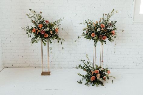 Moody Color Palette, Ceremony Flowers, Flower Stands, Gold Flowers, Wedding Ceremony, Wedding Flowers, Color Palette, Wedding Decorations, Wedding Inspiration