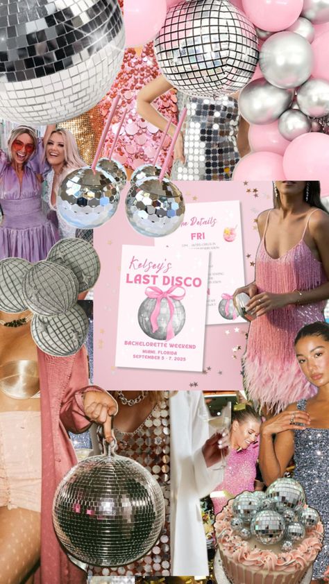 Last Disco Bachelorette theme aesthetic Bachelorette Disco, Last Disco Bachelorette, Last Disco, Bachelorette Theme, Disco Bachelorette, Bachelorette Themes, Bachelorette Weekend, Miami Florida, Bachelorette Party