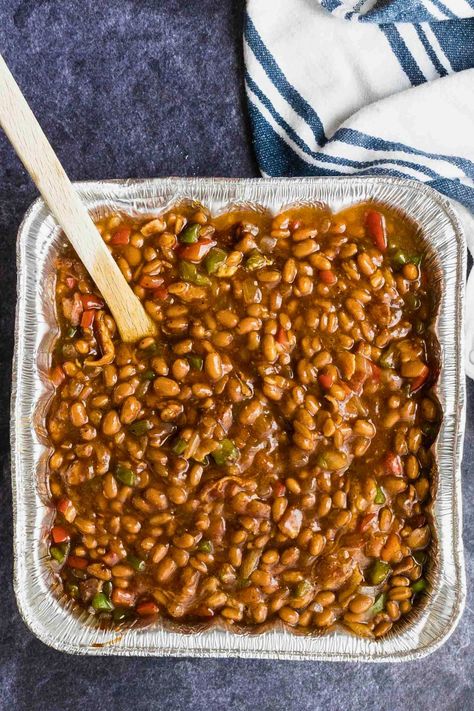 How to Make Smoked Baked Beans: Better Than You Remember Baked Beans From Canned Beans, Ground Beef Baked Beans, Sweet Baked Beans, Easy Baked Beans Recipe, Smoked Baked Beans Recipe, Smoked Baked Beans, Southern Baked Beans, Simple Baked Beans Recipe, Easy Baked Beans