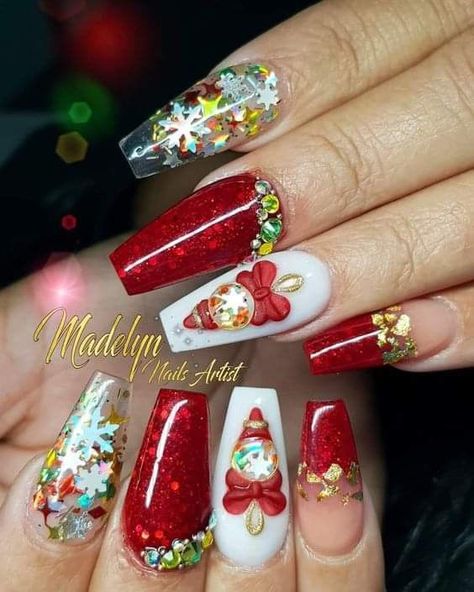 Christmas Nail Art Designs To Look Trendy This 2023 | Winter Nail Christmas Design Rockabilly Nails, Christmas Nail Designs Acrylic, Holiday Nails Diy, Xmas Nail Art, New Years Nail Designs, Holiday Nail Designs, Long Nail Designs, Christmas Gel Nails, Christmas Nail Art Designs