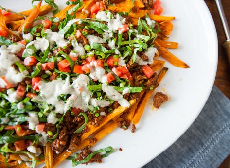 Meal Planner: Sept Whole30 Week 4! | Tessemae's Taco Fries, Df Meals, Paleo Dinners, Whole30 Dinner, Sweet Potato Nachos, Daniel Plan, Sweet Potato Tacos, Potato Tacos, Loaded Sweet Potato