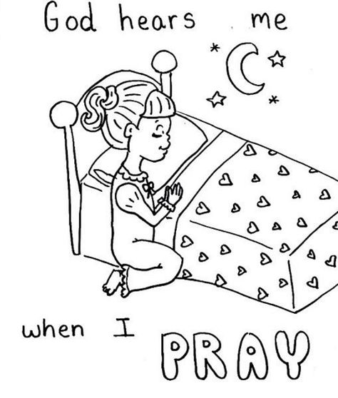 Pray coloring sheet Construction Vbs, Ccd Crafts, Free Bible Coloring Pages, Kids Prayer, Toddler Bible, Psalm 13, Childrens Prayer, Girl Praying, Colouring Ideas