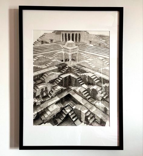 Beauty of geometric stepwells in India #stepwell #rajasthan #sketch #pencildrawing #sketching #drawing #statue #art #drawing #artist #illustration #sketchbook #artwork #draw #artoftheday #doodle #drawings #pencil #pencildrawing #arte #sketches #creative #pencilsketch #arts #artsy #myart #pencilart #blackandwhite #drawingoftheday #drawingsketch Rajasthan Sketch, Statue Art Drawing, India Illustration, Charcoal Sketches, Statue Art, Illustration Sketchbook, Charcoal Sketch, Sketching Drawing, Artist Illustration