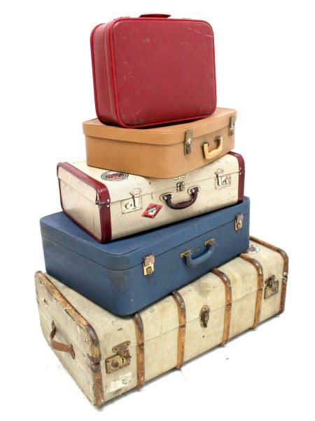 Vintage Travel Luggage - Set of 5 | Event Prop Hire Vintage Suitcase Storage, Christmas Moodboard, Luggage Vintage, Suitcase Vintage, Travel Luggage Set, Suitcase Storage, Travel Party Theme, Train Posters, Travel Trunk