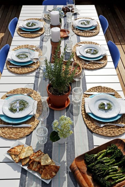 Mediterranean Dinner Party Menu | POPSUGAR Food Mediterranean Tablescape, Greek Dinners, Host Dinner Party, Dinner Party Summer, Popsugar Food, Mediterranean Style Homes, Dinner Party Menu, Table Scapes, Mediterranean Decor