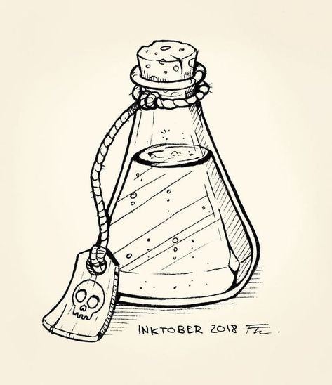 Potion Jar Drawing, Potion Drawing, Bottle Tattoo, Bottle Drawing, Pen Drawing, Art Auction, Book Of Shadows, Drawing Tips, Art Drawings Simple